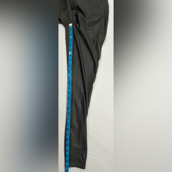 SPANX Faux Leather Shiny Shaping Leggings - dark olive green, L - Picture 9 of 13